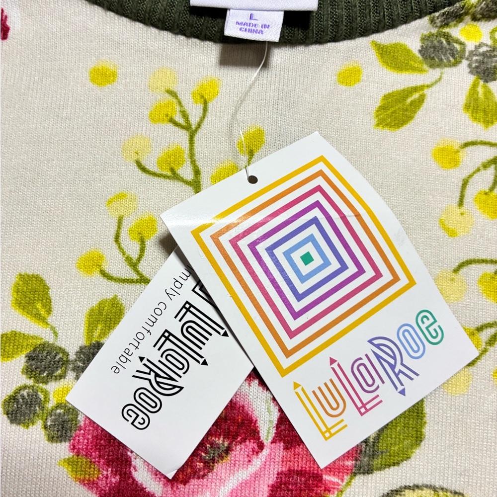 LuLaRoe Floral Long Sleeve Top - pink and Green - Picture 2 of 3